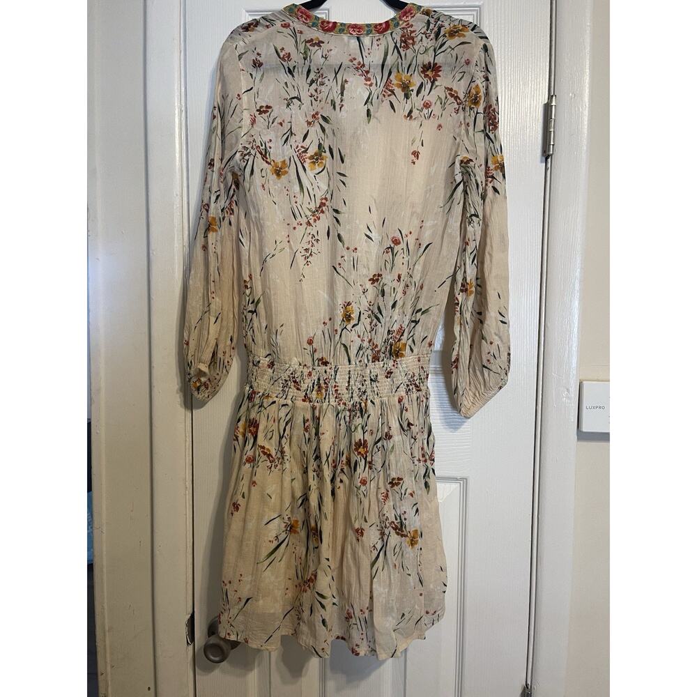 Sundance Smocked Festival Floral Embroidered Boho Peasant Cotton Dress PXS - Picture 3 of 7